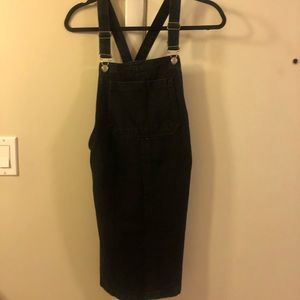 Topshop black denim dungaree dress
